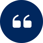 A blue background with two white quotation marks.