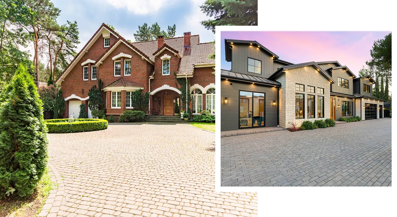 img (4) A brick house with two different types of stone.